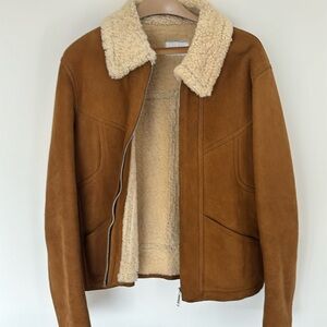 Sandro men’s suede and shearling bomber jacket in XL